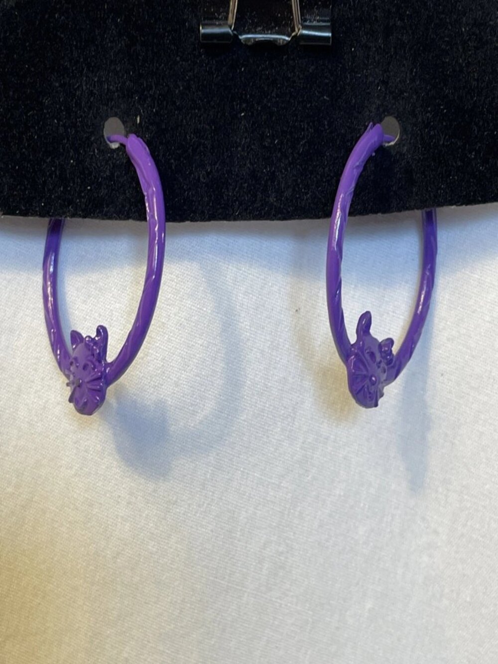 Purple Cat Hoop Earrings Enamel Kitten Kitty Animal Silhouette Jewelry Gift - Picture 2 of 7
